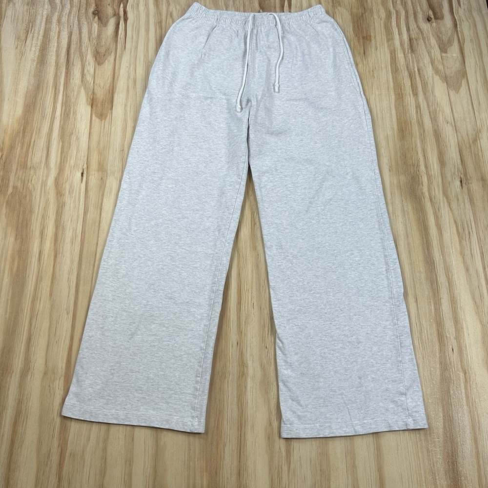 Brandy Melville Women's Baggy Wide Leg Sweatpants Heather Gray Medium Drawstring